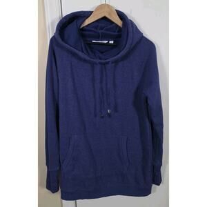 Earth Yoga Women's Blue Hoodie Long Sweatshirt Sustainable Organic Casual Pocket